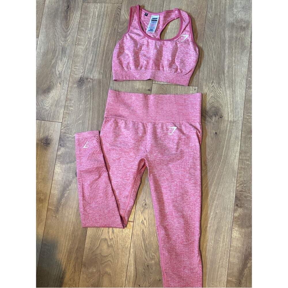 Gymshark Pink Heather Seamless Legging and Racerback Sports Bra Set